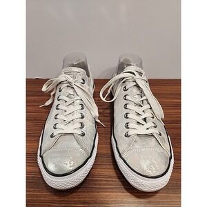 Converse Chuck Taylor All Star Low Womens Shoes Size 11 Silver Distressed 549659